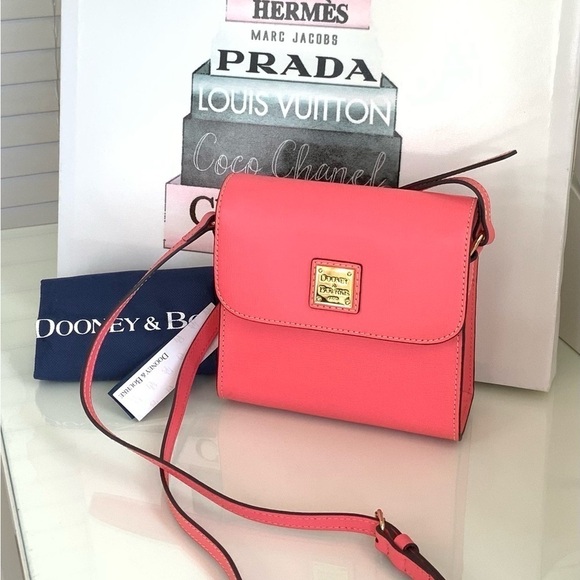 Dooney & Bourke Handbags - Dooney & Bourke Bubble Gum Saffiano Letter Carrier Purse
